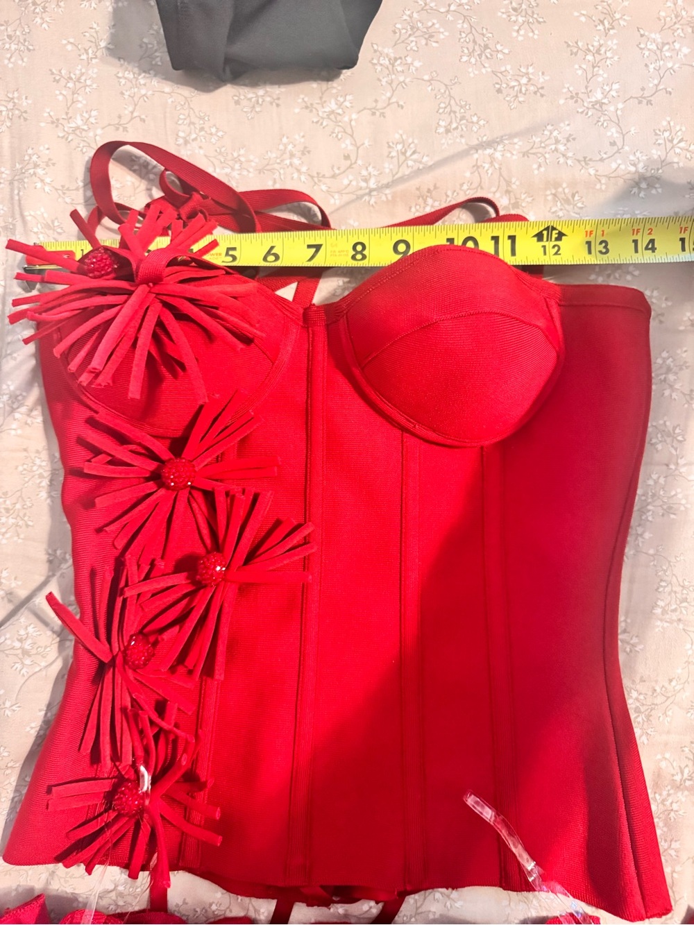 Red Ruffled  Mini Dress - Picture 2 of 11